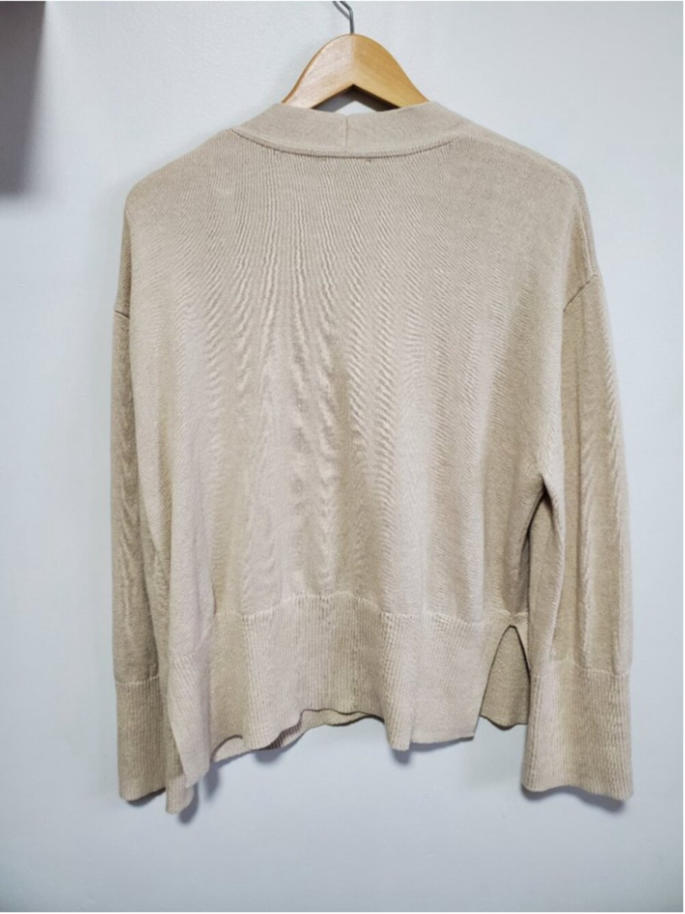 GAP 24/7 Split-Hem Linen Blend Knit Oversized Cardigan Sweater Bedrock Tan Small - Picture 7 of 10